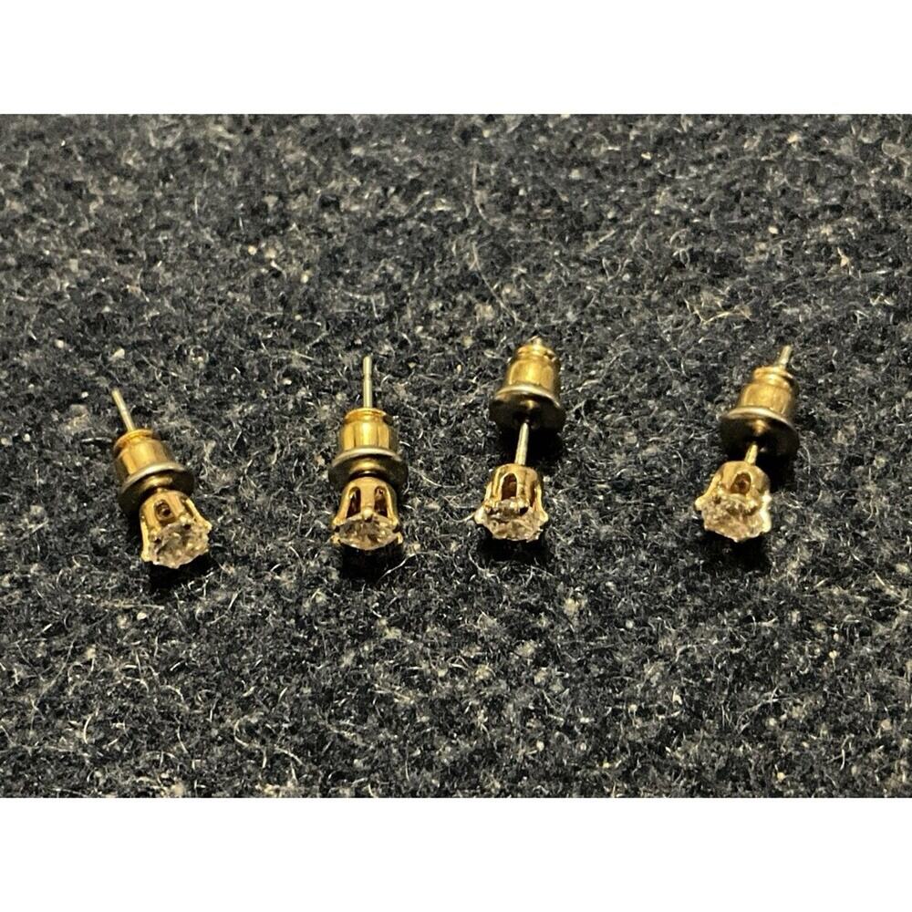 Swarovski Stone Crystals Stud Earring 2 Pair Gold Plated